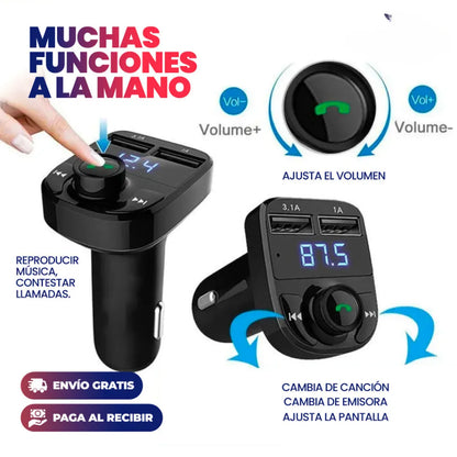BlueCharge TRANSMISOR BLUETOOTH CON CARGA RÁPIDA PARA COCHE - [PROMOCIÓN DISPONIBLE SOLO HOY]