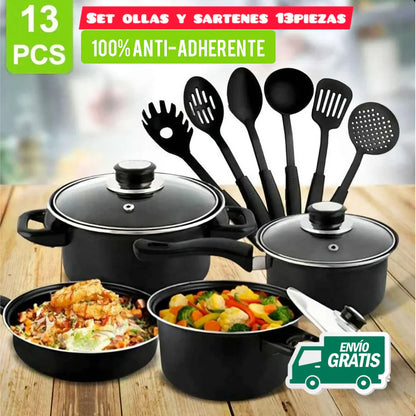 CasaChef – Ollas Negras 13 Piezas de Alta Calidad