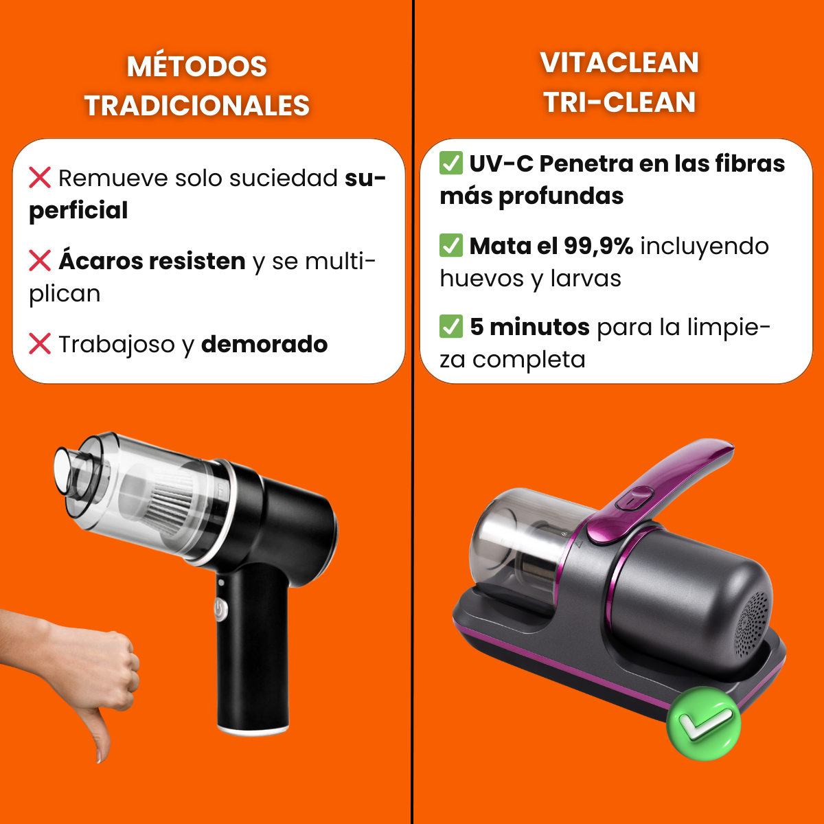 VitaClean - Aspirador Portátil UV | Poder de Succión y Esterilización Total