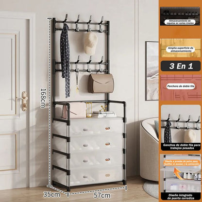 ClosetMax – Perchero Organizador Zapatero Con Tapa Que Ahorra Espacio