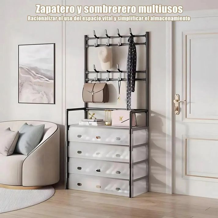 ClosetMax – Perchero Organizador Zapatero Con Tapa Que Ahorra Espacio